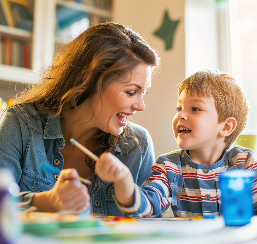 AI generated image of a ptfessional therapist during asession with a child.